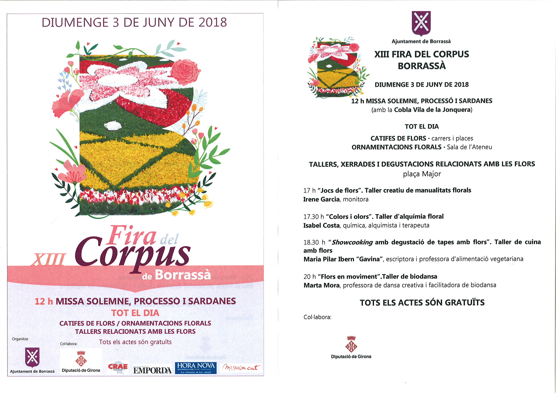 Programa d'actes de la XIII Fira del Corpus, que es farà el diumenge 3 de juny.